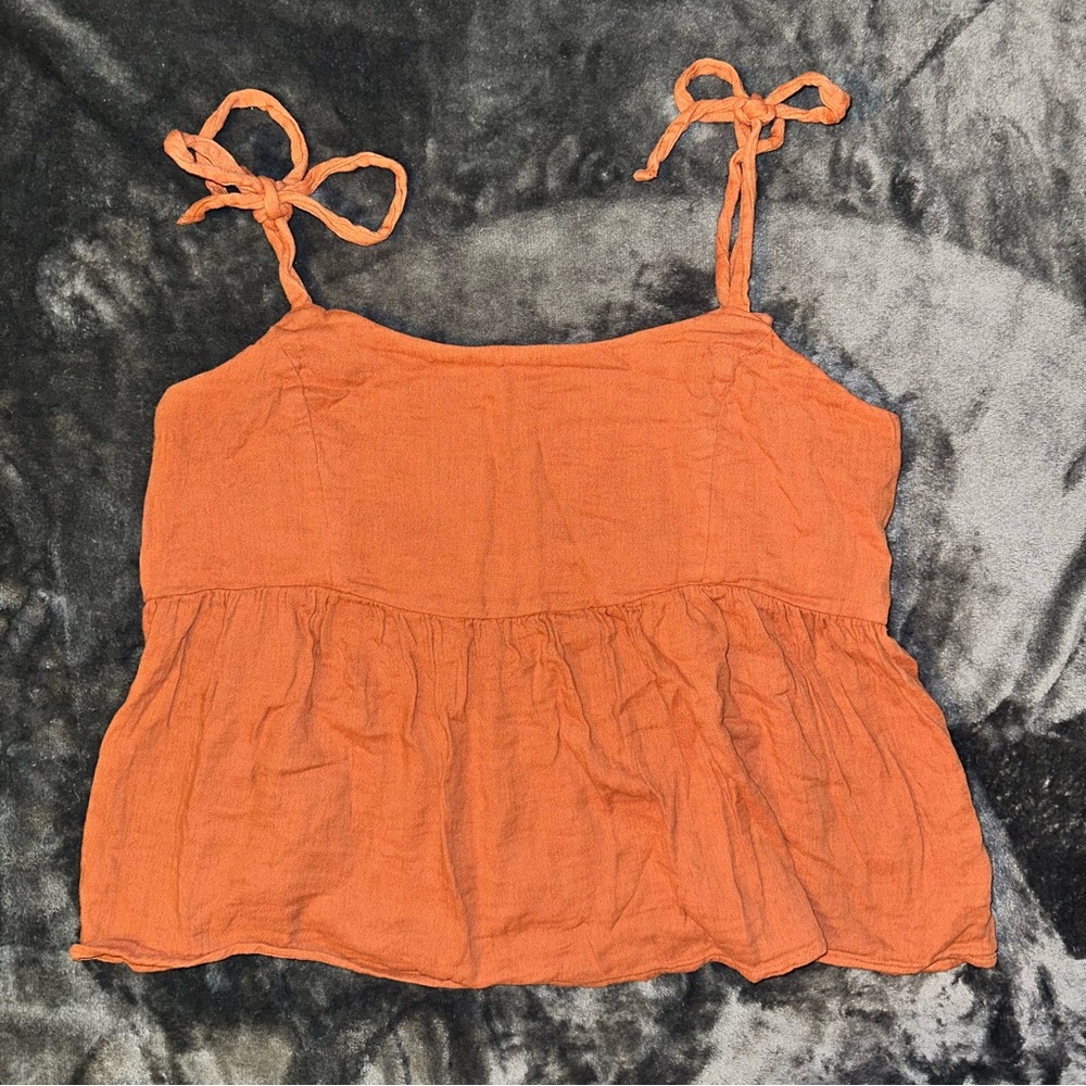 Old Navy Peplum Tank - Adjustable Tie Straps - Rust/Terracotta - Size Large